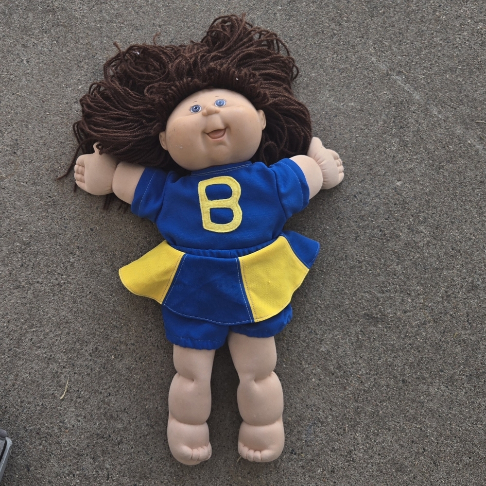 Vintage CABBAGE PATCH KIDS 18" Gurl CPK Cheer Leader Blue Brown Hair Brown Eyes